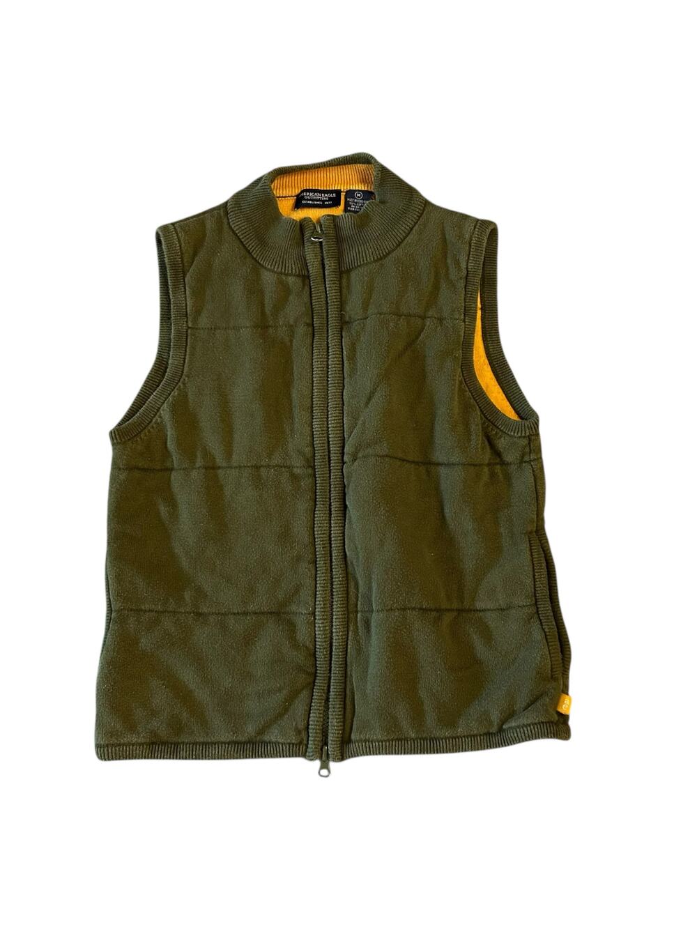 Vintage American Eagle Green Knit Zip Up Vest Womens Medium Granola Cozycore